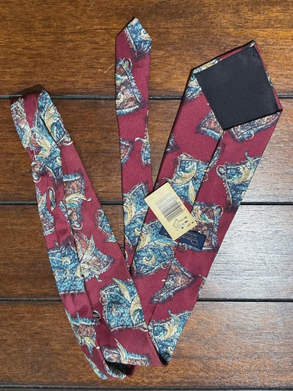 NWT New vintage NOS Oscar de la Renta necktie tie mens USA maroon burgundy